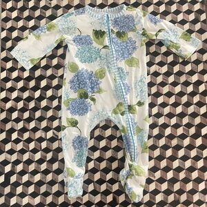 Mud Pie Blue and Green Floral Kids Footie